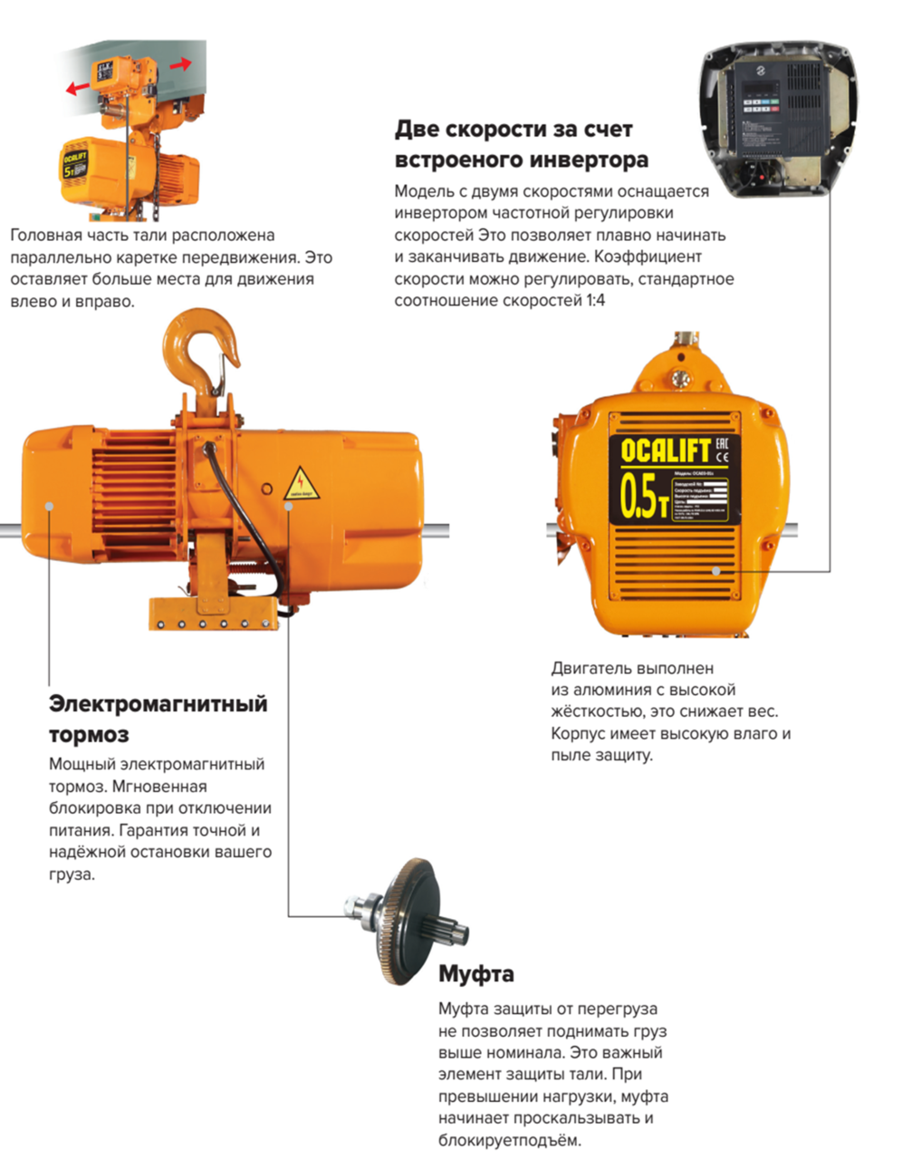 Тельфер цепной OCALIFT M005-01S 500кг высота 12м М5 380в