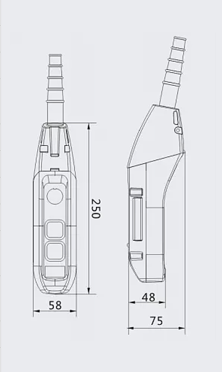 Пульт управления 2 кнопки М5, 1 скорость, стоп, ключ, IP55 TNHA1-61FY